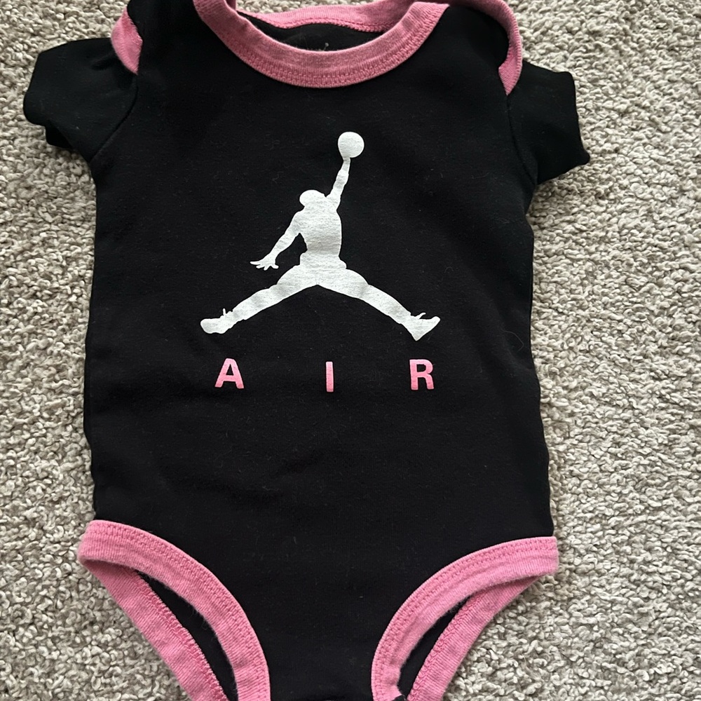 Jordan Black and Pink Baby Bodysuit